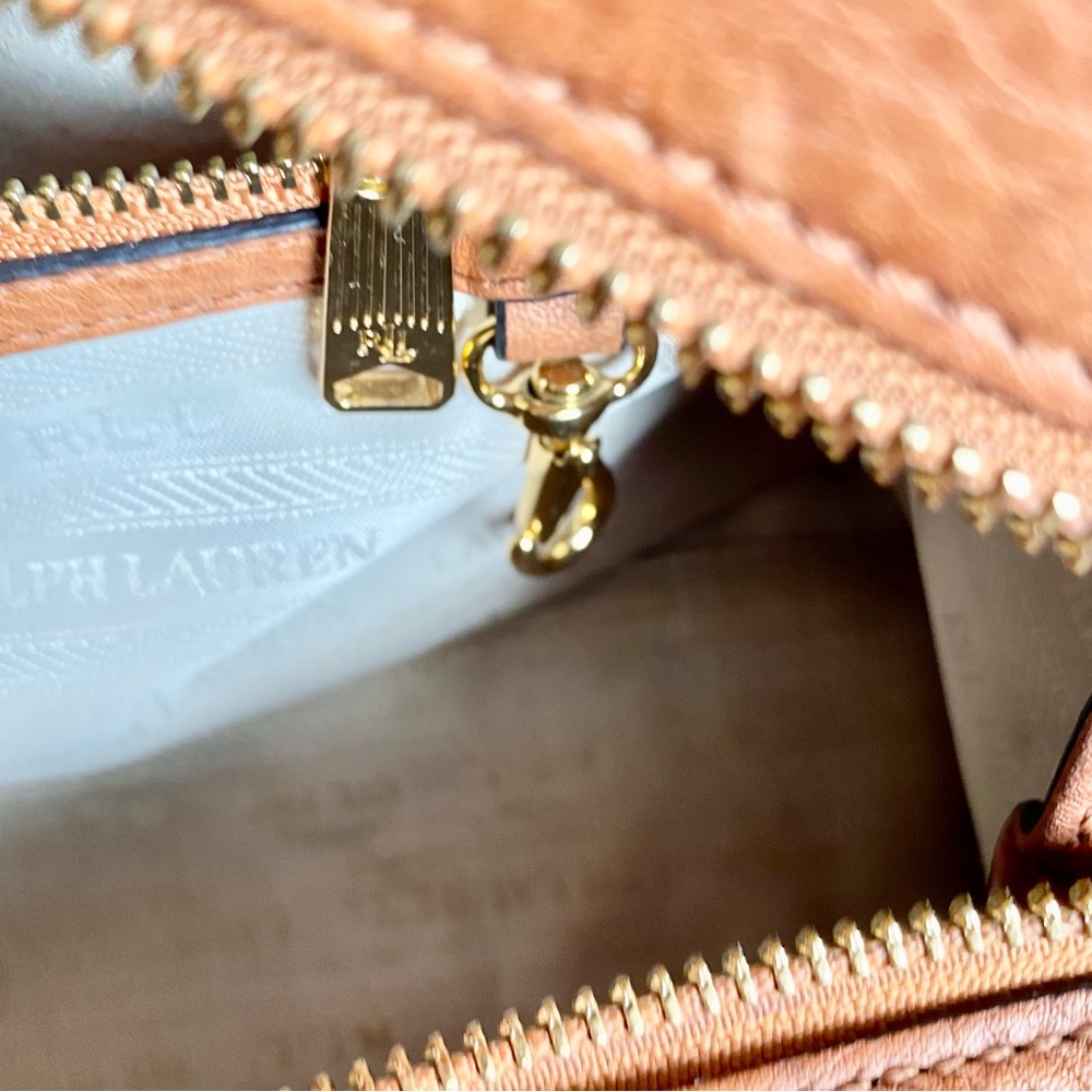 Vintage Ralph Lauren Caramel handbag old money gold hardware - Picture 10 of 14